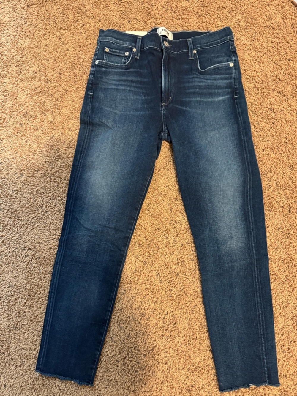 Agolde Womens Sophie Crop Slim Straight Jeans in Dark Blue Wash NWT Size 31